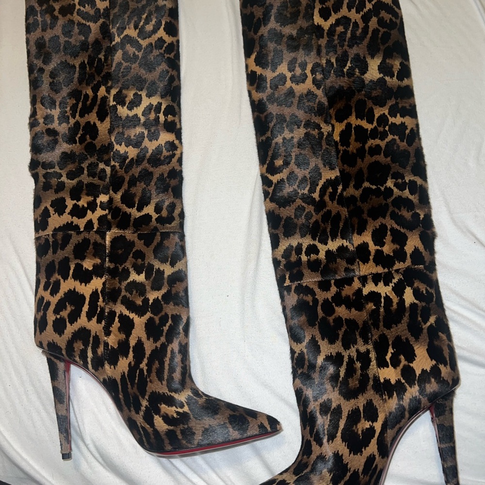 Christian Louboutin astrilarge botta 100mm leopard / pony hair